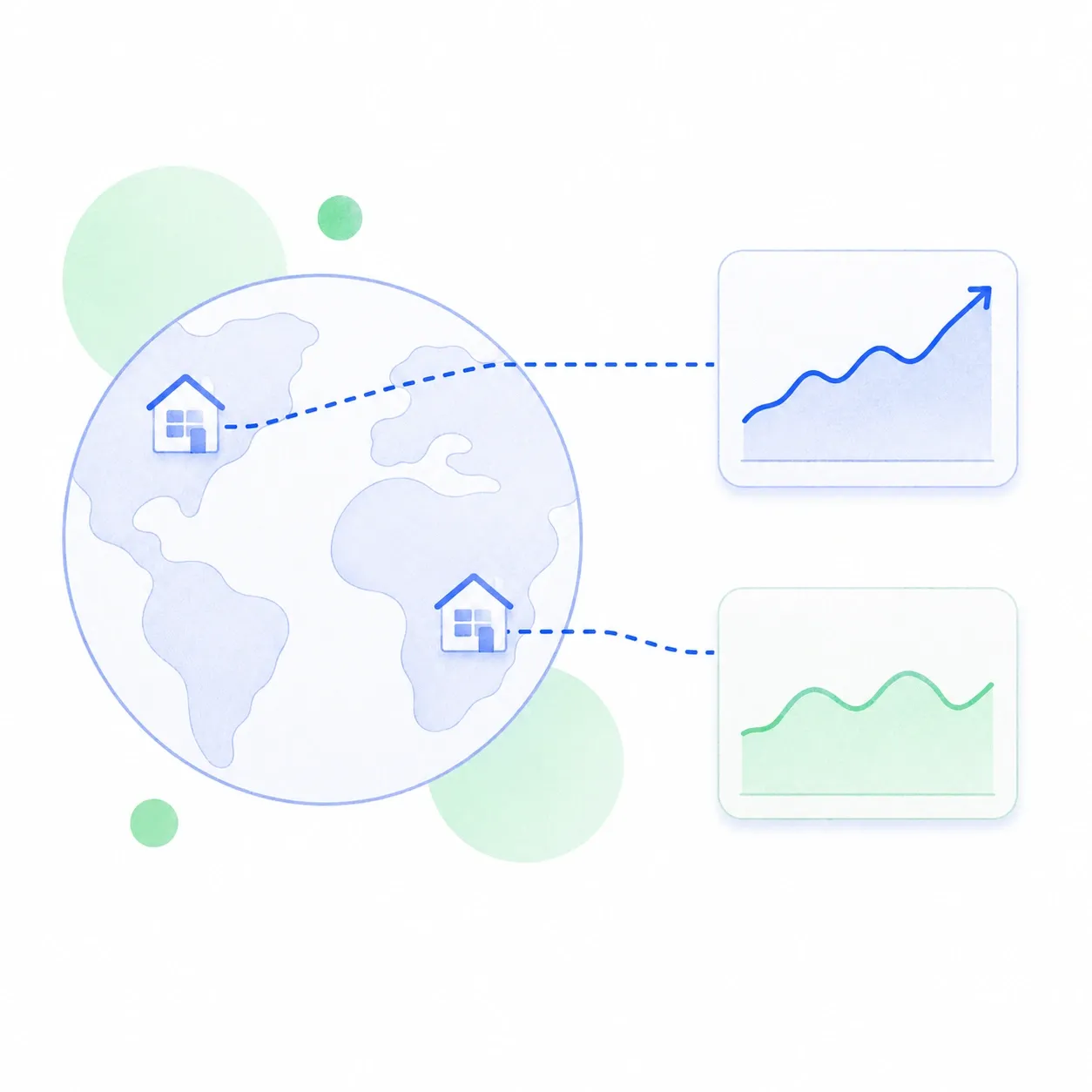 An illustration of residential IPs performing global market research